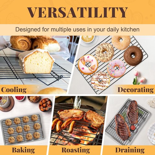 Cooling Racks - Skiennix 3-Tier Stackable Wire Baking Rack for Oven Cooking & Grilling - Dishwasher Safe, Black
