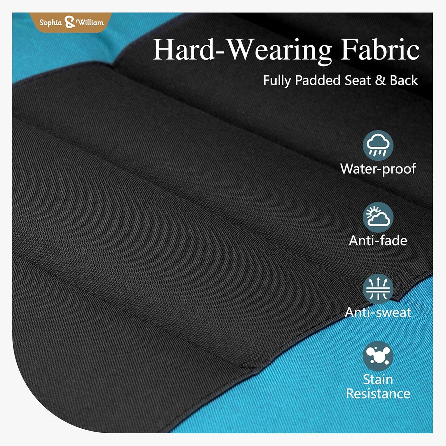 Sophia & William Oversized Zero Gravity Chair Set - Padded Folding Lounge Chairs with Cup Holder, Aqua Blue, 400 LBS Support