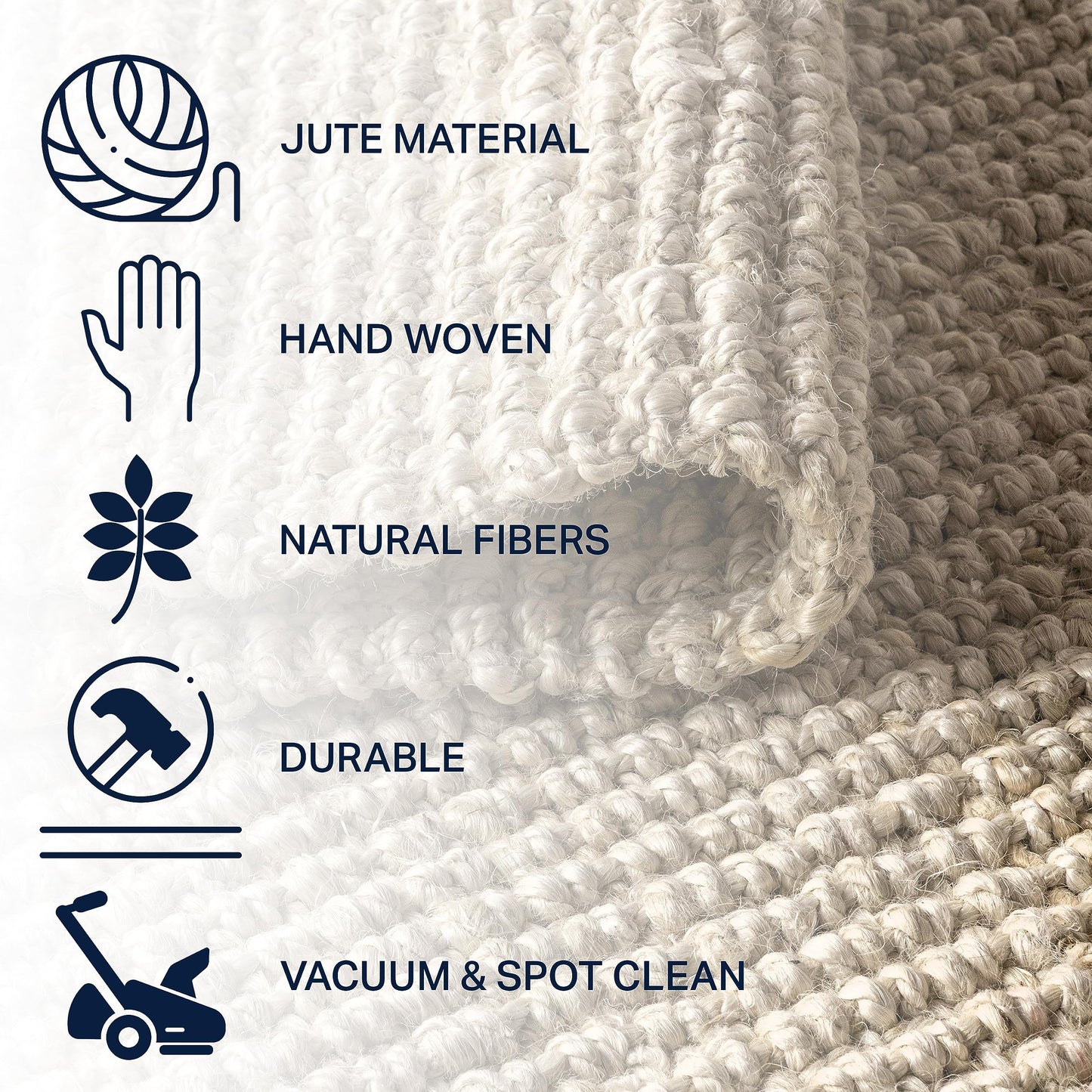 JONATHAN Y NFR103A-28 Hiro Hand Woven Chunky Jute Indoor Area -Rug Bohemian Farmhouse Easy -Cleaning Bedroom Kitchen Living Room Non Shedding, 2 X 8, Ivory