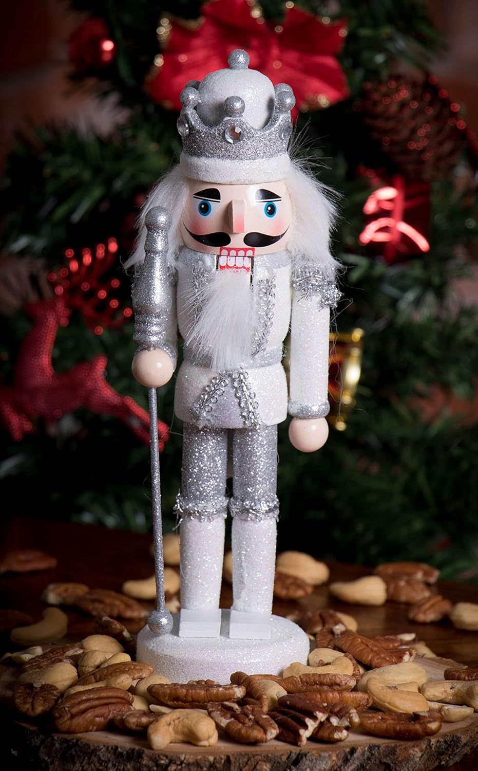 Red Prince 12-Inch Wooden Nutcracker - Festive Christmas Décor for Shelves & Tables