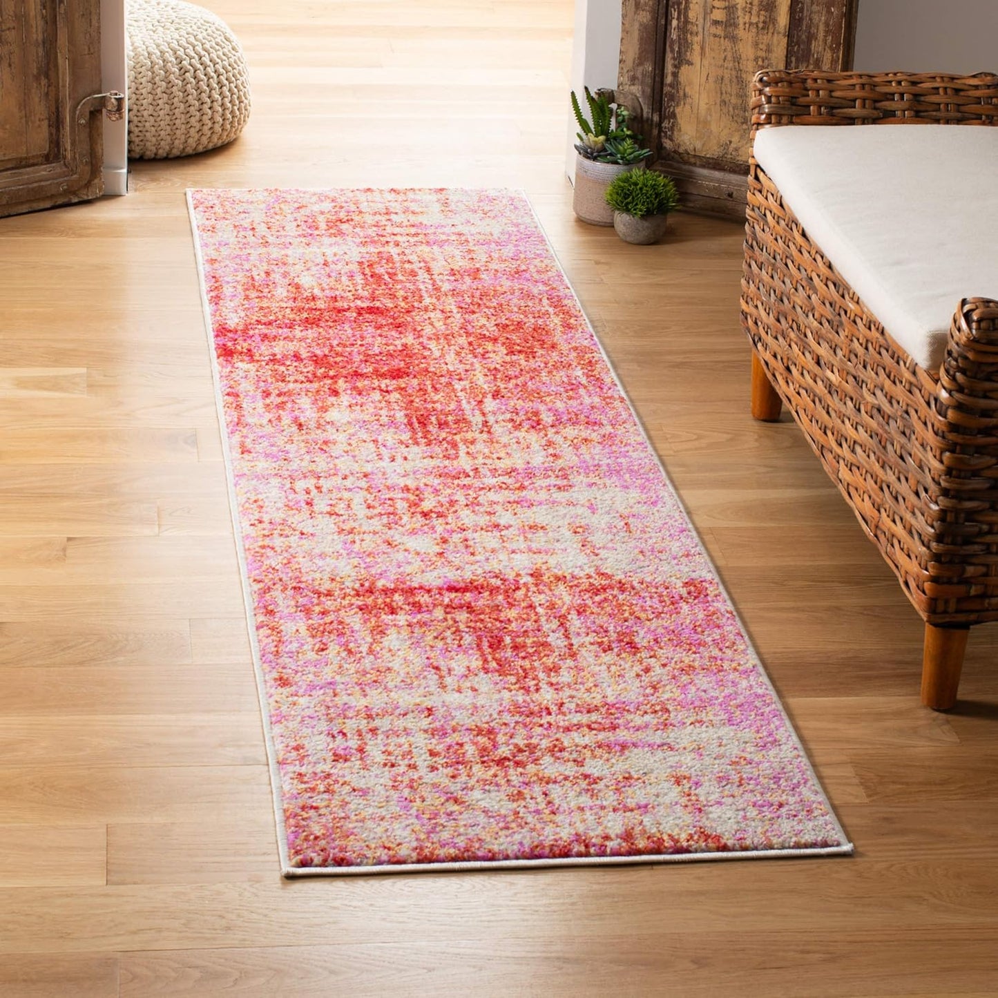 Safavieh Adirondack Collection Area Rug - 2'6" x 10' Runner, Red/Gold, Geometric Design, Ideal for High Traffic Areas in Living Room, Bedroom, Dining (ADR207R)