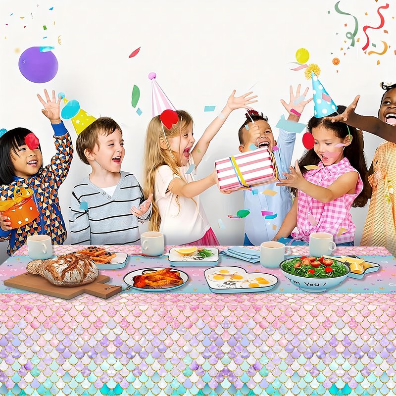 JQSSHXB Mermaid Tablecloths 3 Pack Disposable Plastic Birthday Party Favors (Fish Scale)
