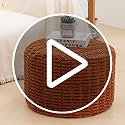 Asuprui Burnt Orange Round Ottoman Foot Rest 20x14 in - Leg Support for Couch