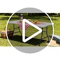 White 5 FT Foldable Plastic Utility Table with Carrying Handle - Heavy Duty Indoor & Outdoor Folding Table