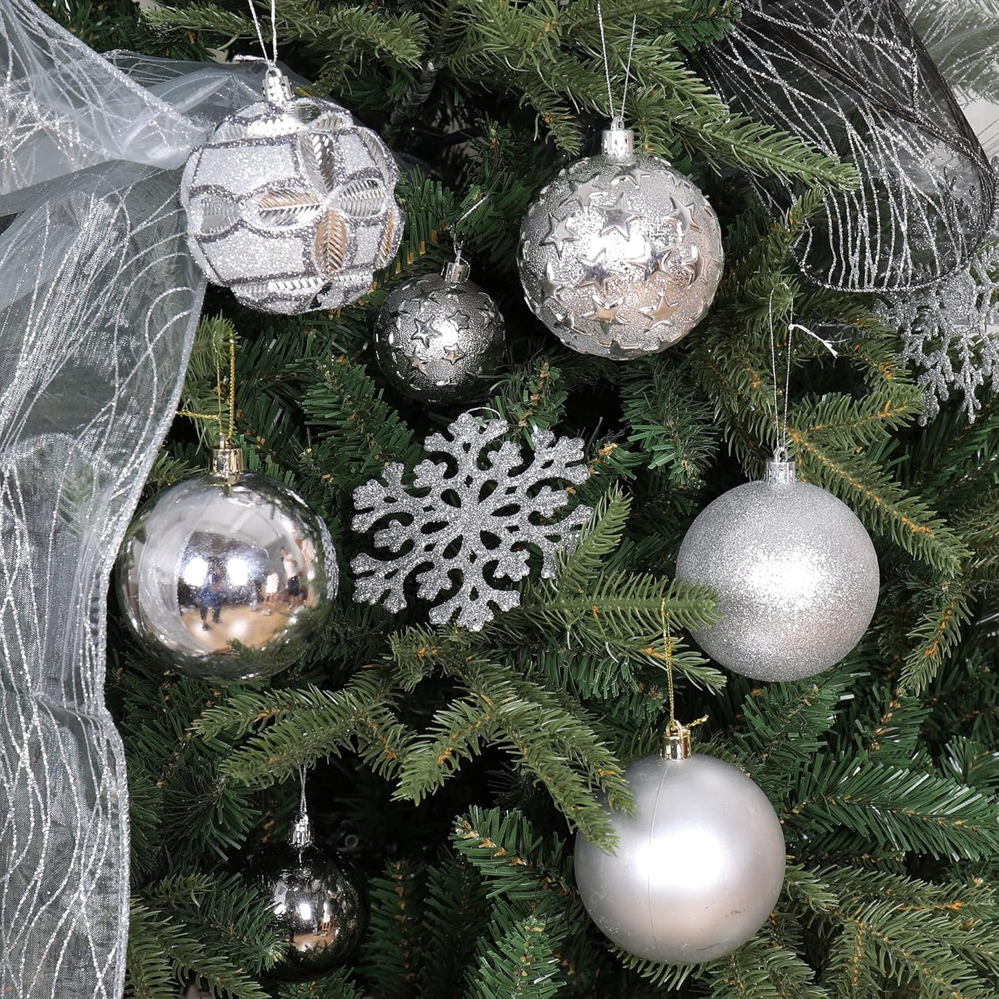 87ct Christmas Ball Ornaments Set Shatterproof Seasonal Hanging Decorations with Reusable Hand-held Gift Package for Xmas Tree Holiday Party and Home Decor, Gold