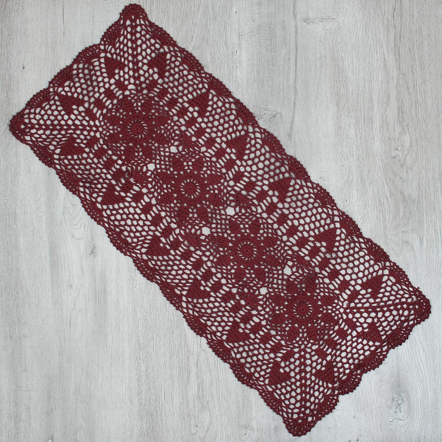 Handmade Crochet Lace Table Runner 15x51 Inch - Elegant White Décor