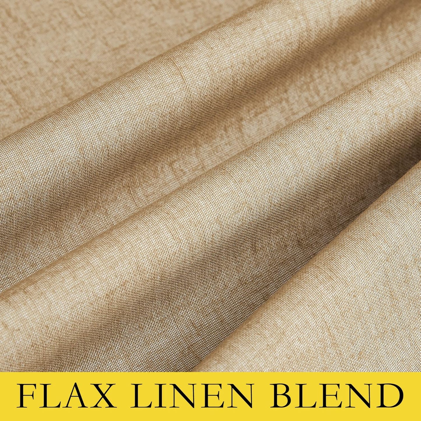 NICETOWN Blackout Linen Curtains - Thermal Insulated White Liner, Camel, 42" x 63", 2 Pieces | Bedroom & Kids Room Drapes