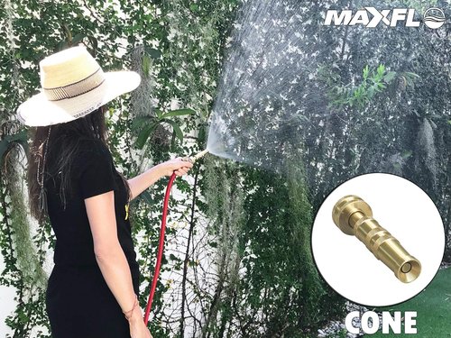Brass Water Hose Nozzle by High Pressure - Heavy Duty Adjustable Spray Nozzle for Garden Hoses | Fits Standard Hoses
