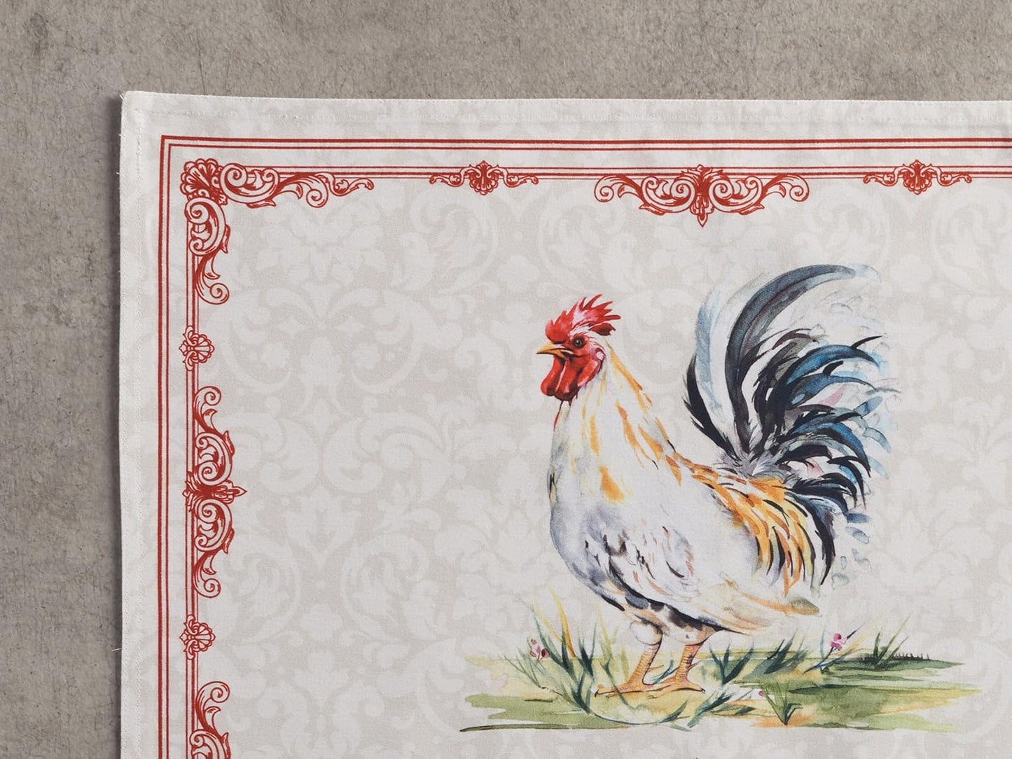 100% Cotton Placemats Set of 2 - Washable Reusable Table Mats for Kitchen & Dining, Campagne Design (13" x 19")