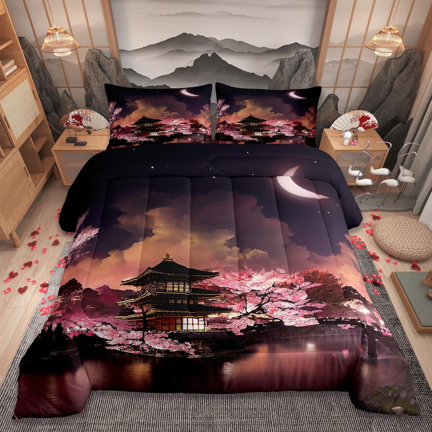Basketball Kids Comforter Set Full Size,Geometric Basketball Court Abstract Bedding Set,Boys Girls Adults Room Decor,Ball Sports Games Down Comforter,Red Black Fashion Duvet Insert,2 Pillowcases