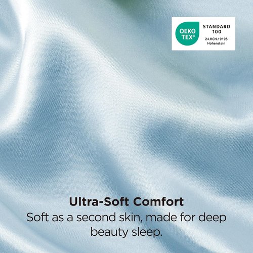 Bedsure Satin Pillowcases - Luxurious Silk-Like Queen Size Set of 2 | Aqua, 20x30 Inches, Envelope Closure