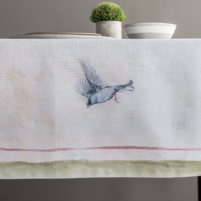 Maison d' Hermine Table Cloth Rectangle Table 100% Cotton 70 x 90 Inches Tablecloth Reusable Decorative for Dining Kitchen Room Farmhouse Home Gifts for Mothers Day Spring Summer - Flying Birds