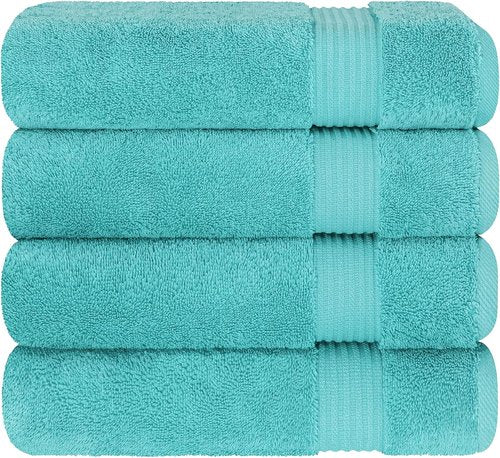 Cotton Paradise 4 Piece Turkish Bath Towels Set - Extra Large Soft Plush 100% Cotton in Turquoise