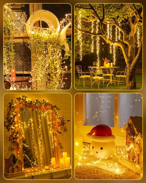 Fairy Lights Battery Operated, 60 LED Fairy String Lights Waterproof Silver Wire 5 Feet Firecracker Starry Light for DIY Wreath Home Wedding Bedroom Mason Jar Holiday Christmas Ramadan Decorations
