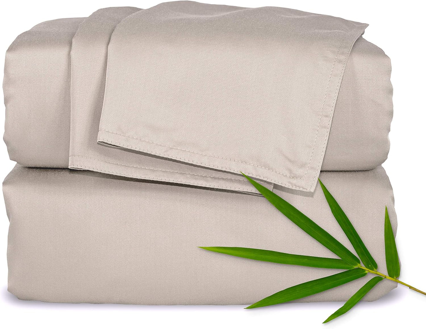 Pure Bamboo Short Queen Sheets - 100% Organic Viscose, Soft & Cooling Bed Set (60"x75") | 2-Year Quality Promise, Sand