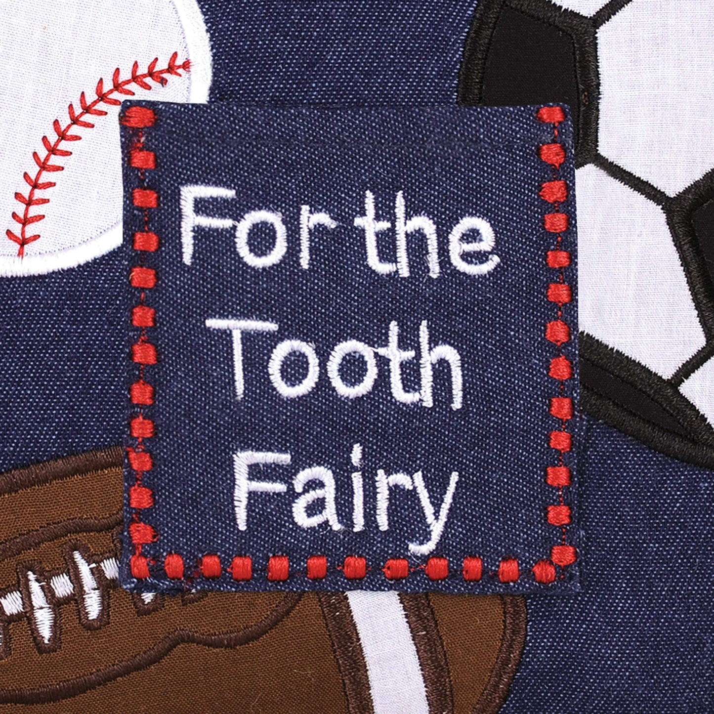 C&F Home Tooth Fairy Embroidered Mini Pillow with Pocket for Boys Sports Theme Girls Toothfairy Throw Small Petite Accent Pillow 6" x 6" for Kids Room Tooth Holder for First Lost Tooth