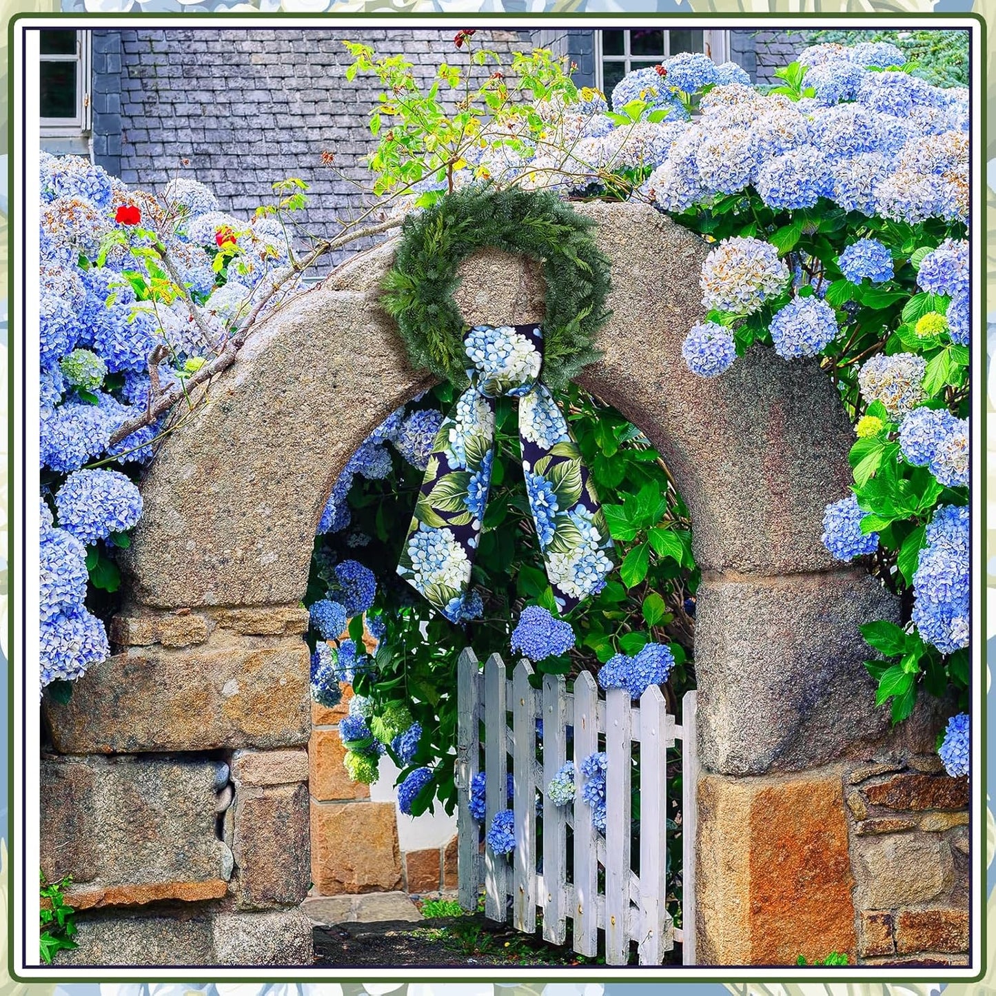 Skiennix Wreath Sash - Satin Blank Sashes for Embroidery | Indoor/Outdoor Home Decor (Blue, Green)