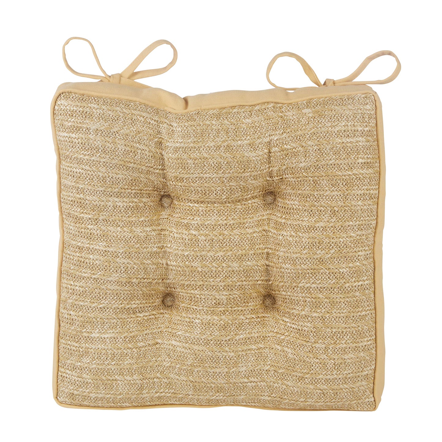 Klear Vu Raffia Patio Chair Water Resistant Cushion Set, Seat and Seatback Cushions 2 Piece Set, Natural