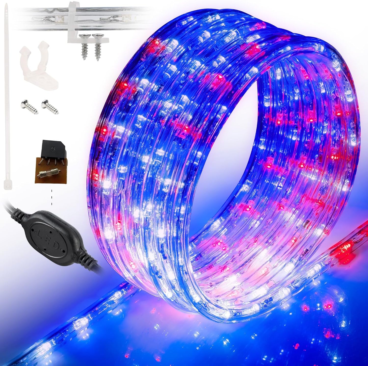 10ft Waterproof LED Rope Lights - 108 LEDs, Connectable Outdoor Christmas Decor