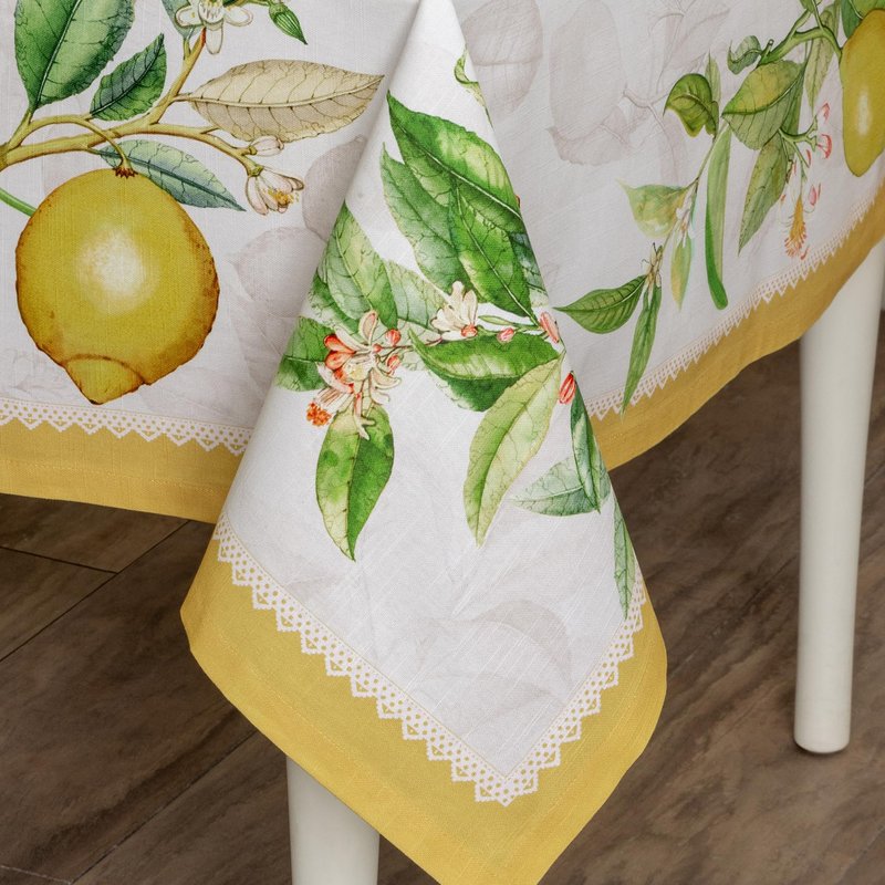 Maison d' Hermine Table Cloth Rectangle Table 100% Cotton 60 x 108 Inches Tablecloth Reusable Decorative for Dining Kitchen Room Farmhouse Home Gifts for Mothers Day Spring Summer - Limoncello