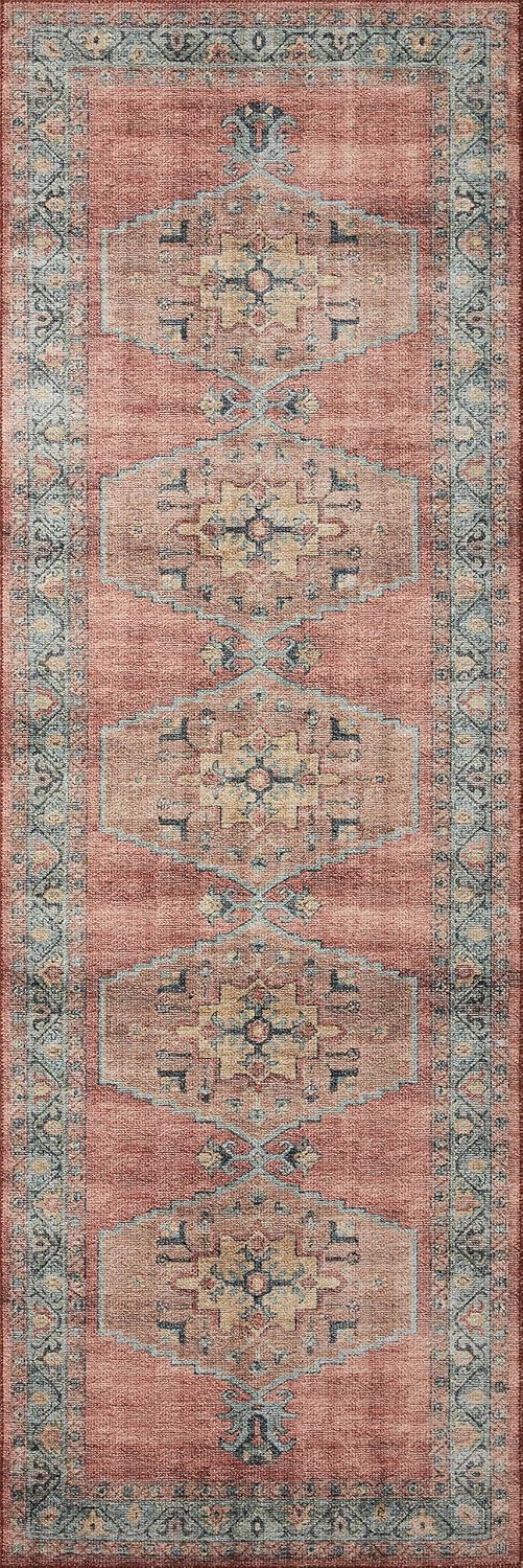 Loloi Heidi Collection HEI-05 Spice/Aqua 2'-6" x 7'-6" Runner Rug