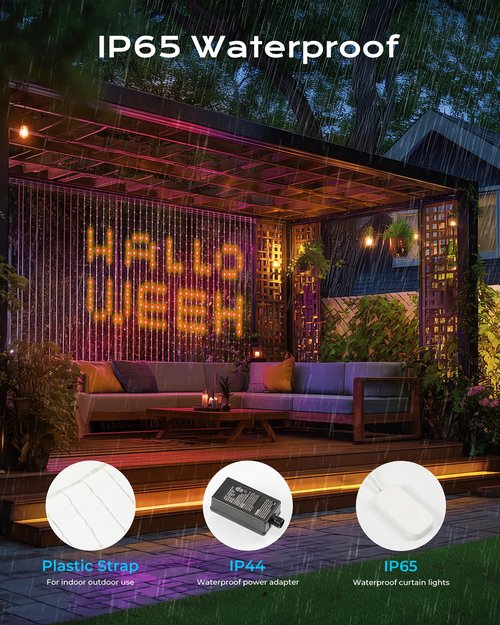 Brightown 540 RGBIC LED Smart Fairy Lights, 4.9x6.6ft Dynamic Color Changing Christmas String Lights with Remote, IP65 Waterproof Smart Wall Window Lights for Bedroom Living Room Garage