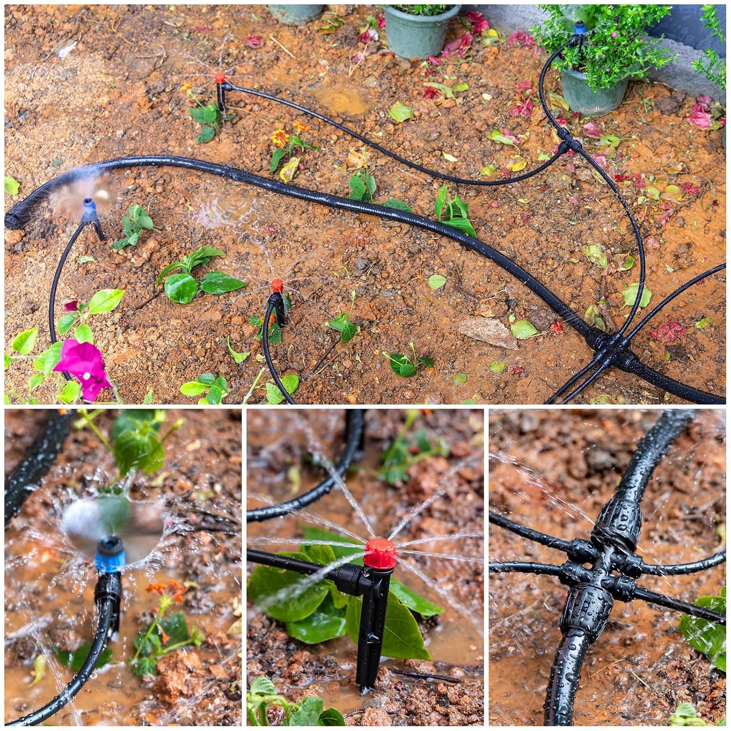 Maotong 240FT Drip Irrigation System Kit - Quick-Connect Automatic Garden Watering | 1/2" Hose & 1/4" Tubing