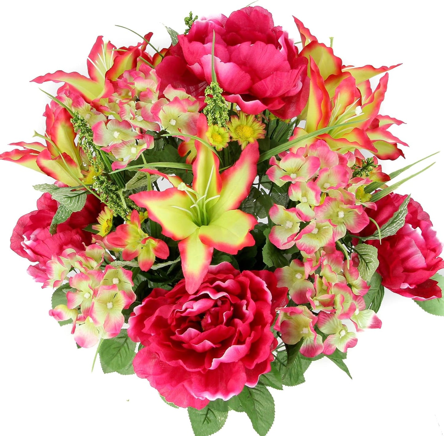 24-Stem Artificial Flower Arrangement - Mixed Roses & Carnations for Indoor/Outdoor Wedding & Home Decor - Spring Faux Flowers in Blue