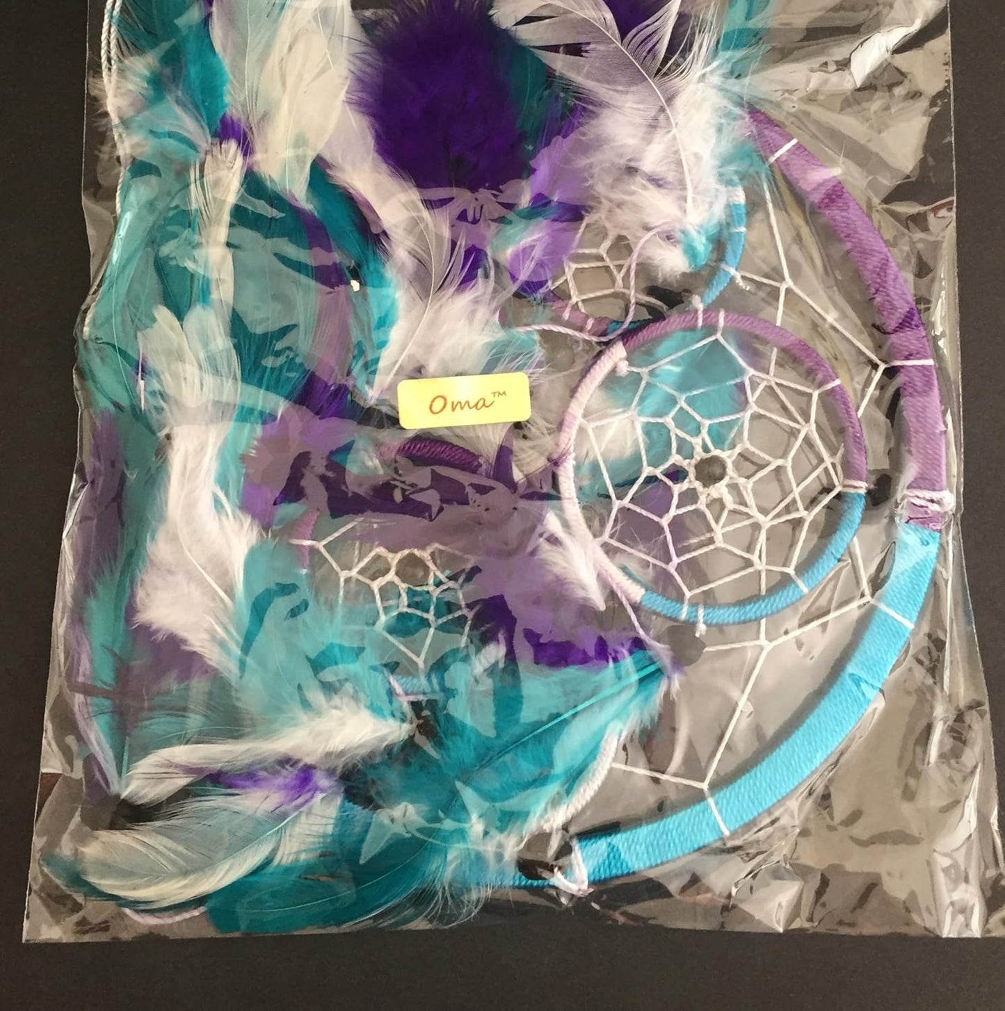 Handmade Rainbow Chakra Dream Catcher - 7" Diameter with Tie Dye Feathers & Beads