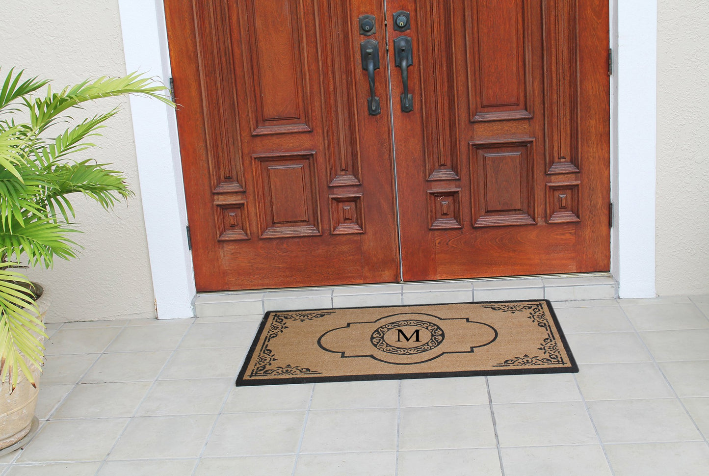 A1HC Natural Coir Monogrammed Door Mat For Front Door, 30x48, Anti-Shed Treated Durable Doormat for door Entrance, Heavy Duty, Thin Profile, Easy to Clean, Long Lasting, Front Door Entry Doormat