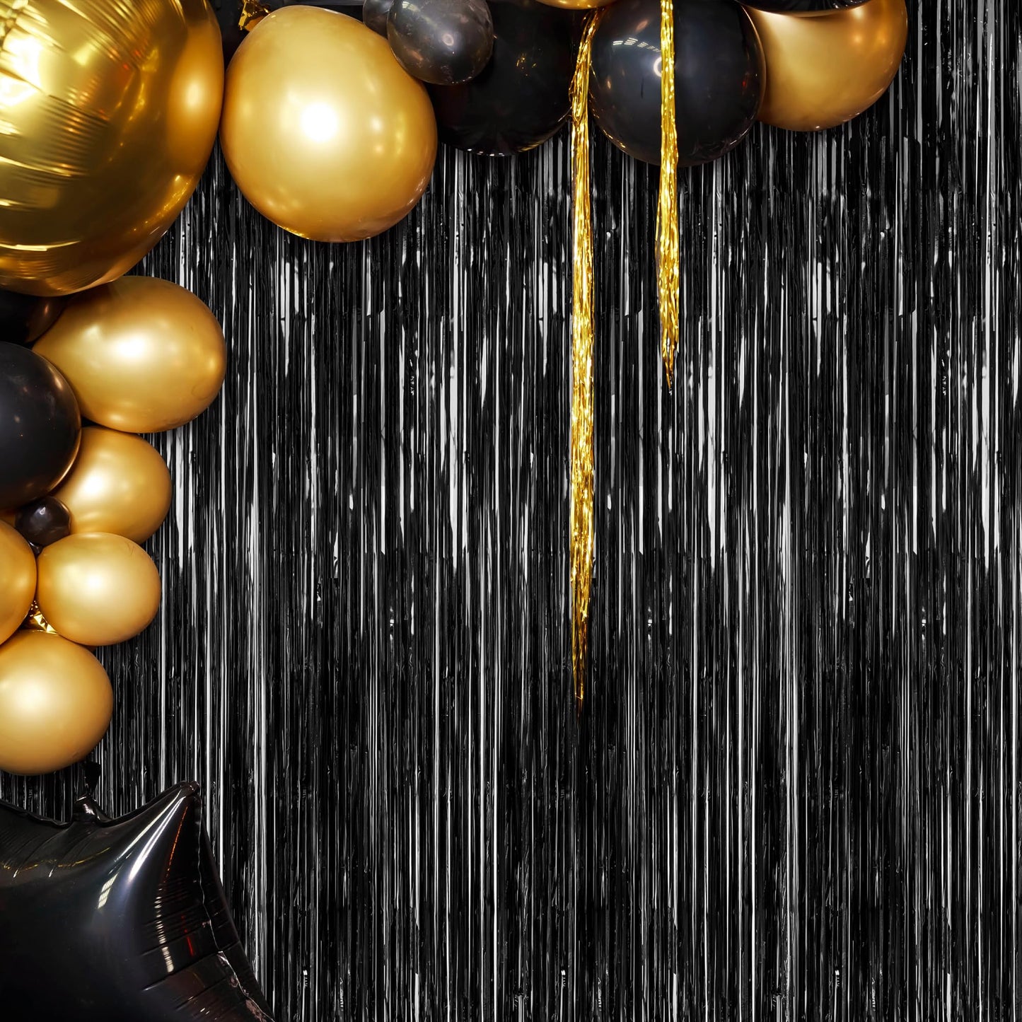 2 Pack Halloween Backdrop, 3.28 FT x 7.05 FT Orange Purple Black Green Party Streamer, Metallic Foil Curtains Tinsel Backdrop, Halloween Party Decorations Photo Props for Door Wall