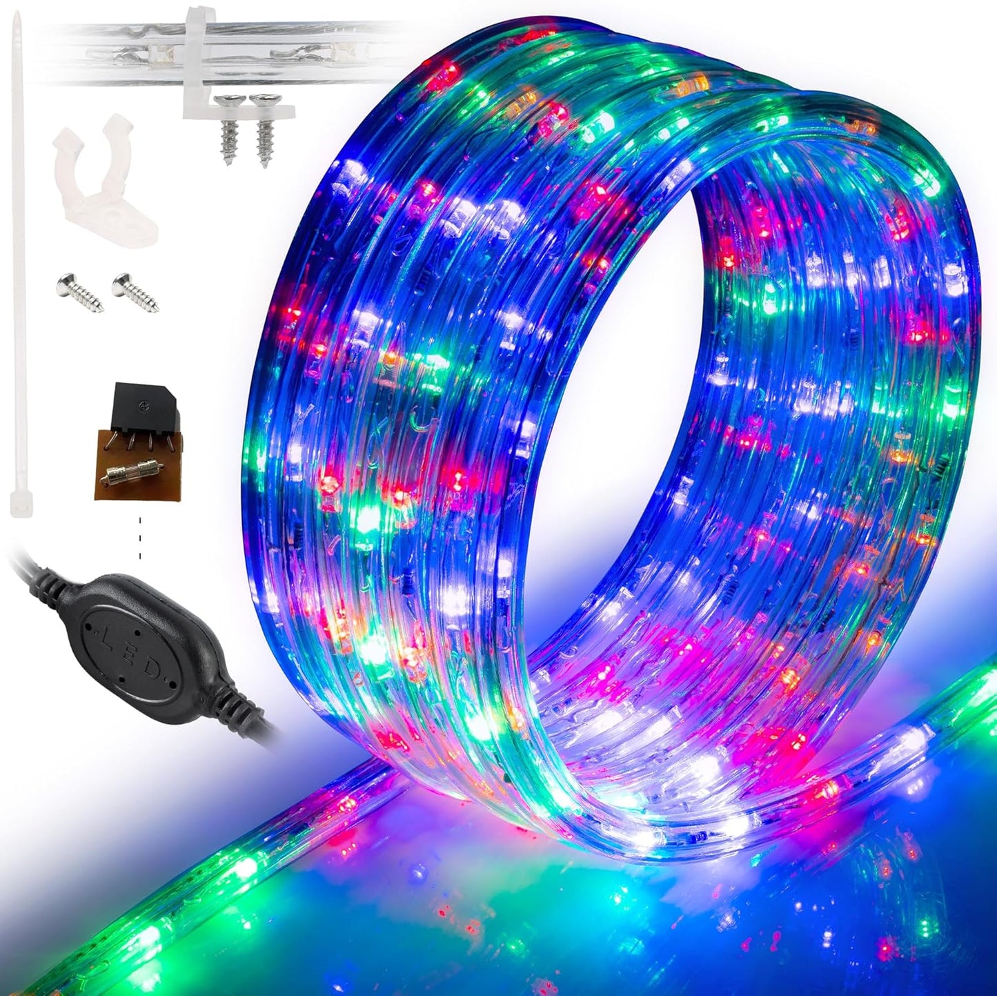 10ft Waterproof LED Rope Lights - 108 LEDs, Connectable Outdoor Christmas Decor