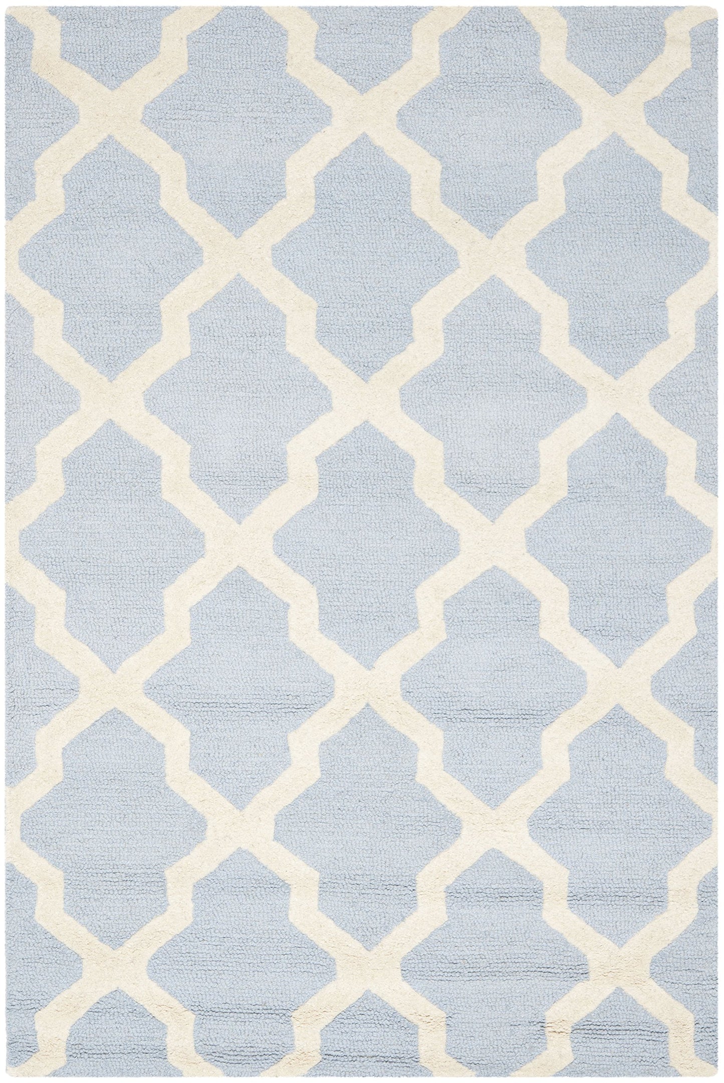 SAFAVIEH Cambridge Collection 3' x 5' Light Blue/Ivory CAM121A Handmade Trellis Premium Wool Area Rug