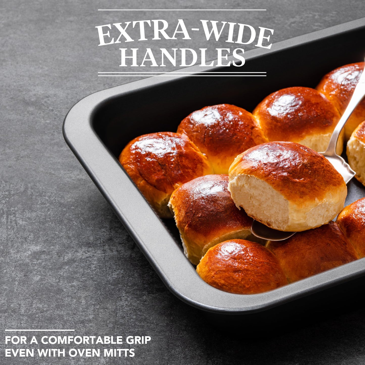 Tiawudi Cake Pan, Nonstick Baking Pan for Cake, Bread, Brownie or Lasagna, Heavy Duty Baking Dish with Diamond Texture Pattern and Wide Grips