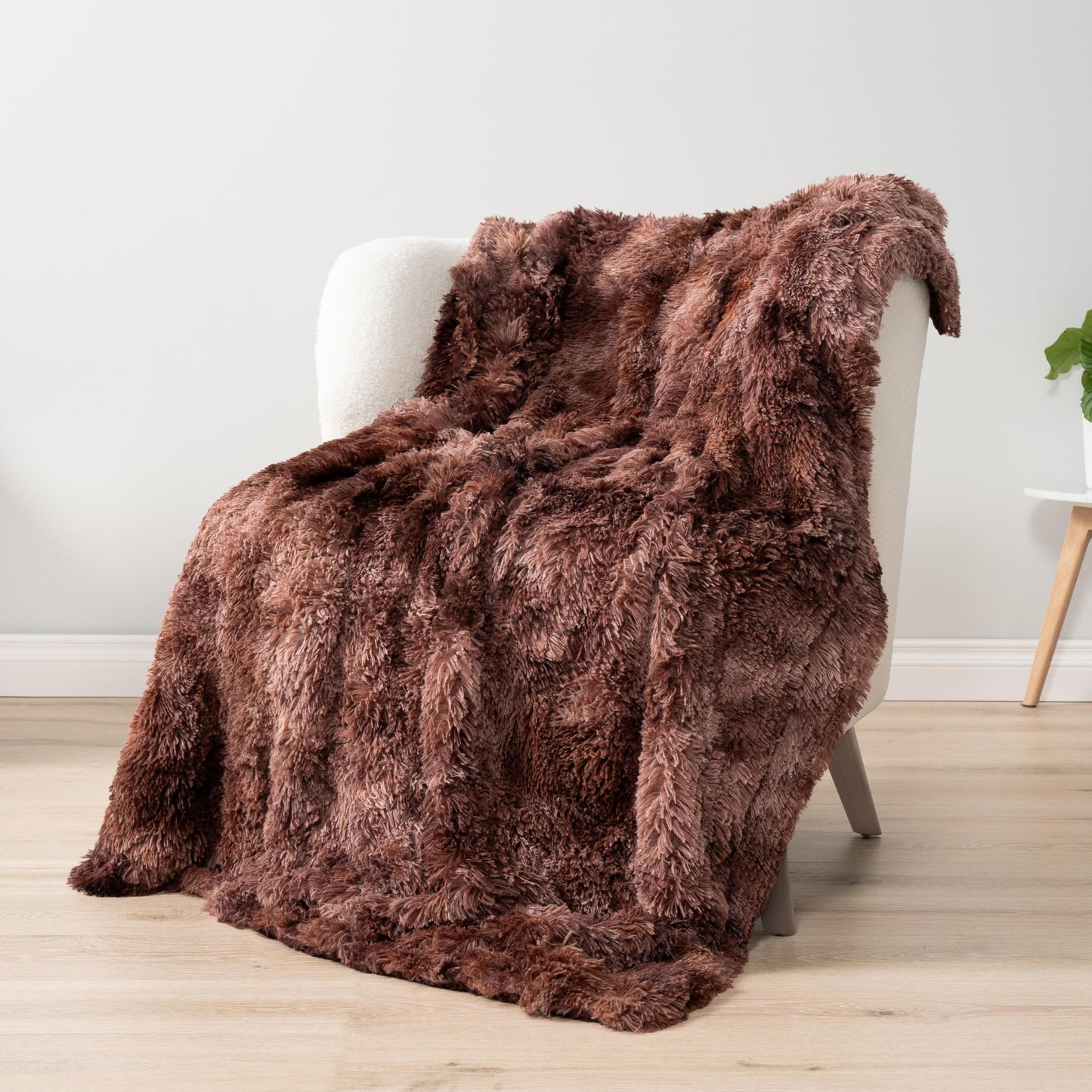 PAVILIA Brown Fluffy Throw Blanket for Couch, Twin Bed, Fuzzy Blanket for Women Men, Furry Plush Warm Blanket Bed Sofa, Super Soft Thick Faux Fur Sherpa Blanket Throw, Tie-Dye, 60x80