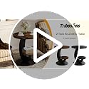 Round End Side Table with Storage Shelf - Brown, 2 Tiers, Rustic Wood & Metal Frame - Small Space Living Room & Bedroom Accent - Variation of 1