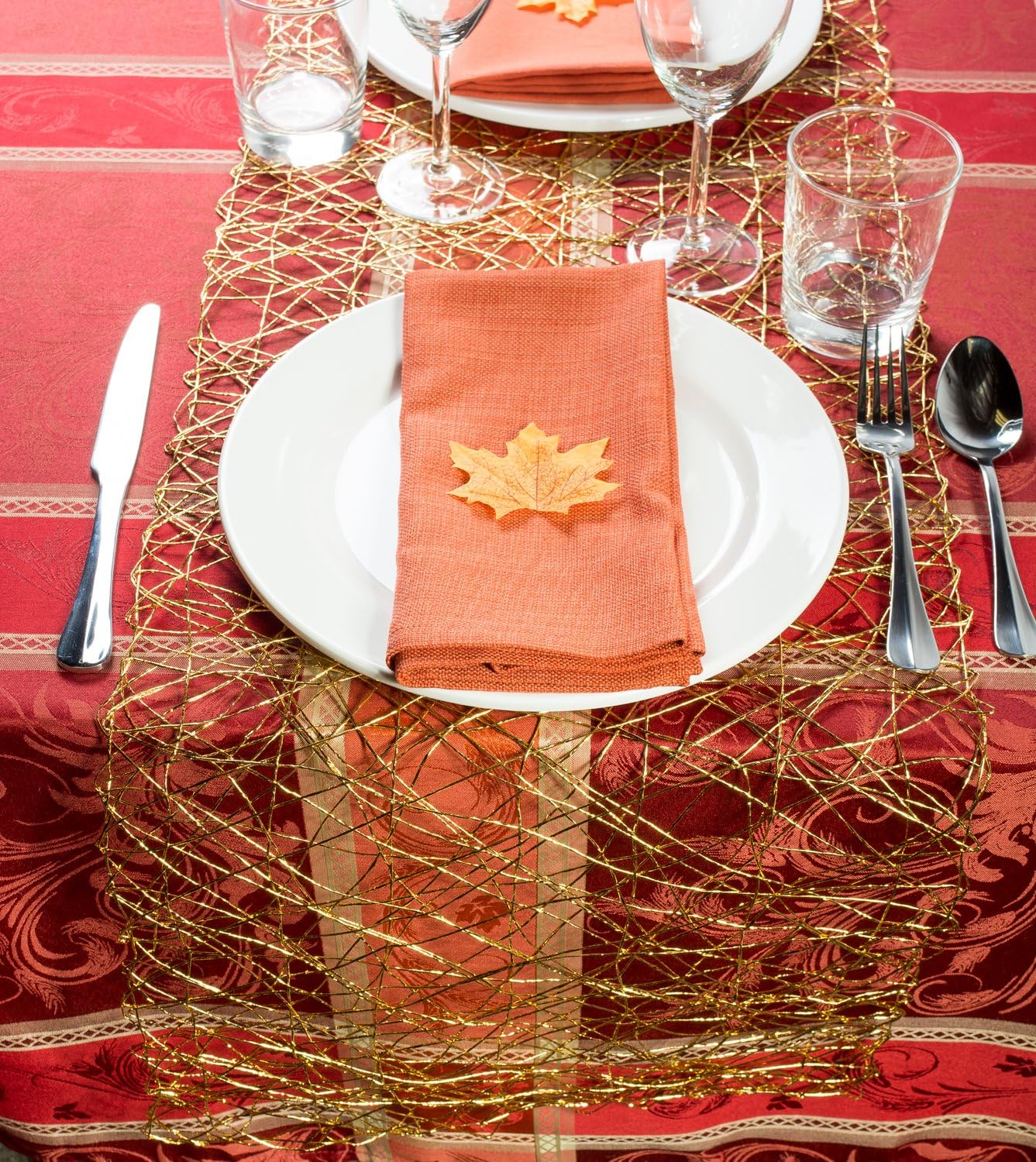 Gold Woven Paper Table Runner - 14x72 for Holiday & Event Décor | DII