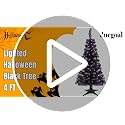 Juegoal Lighted Artificial Halloween Black Christmas Tree, 4FT Tinsel