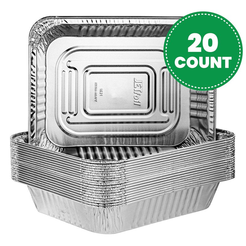 PLASTICPRO Disposable 9 x 13 Heavy Weight Aluminum Foil Pans Half Size Deep Steam Table Bakeware - Cookware Perfect for Baking Cakes, Bread, Meatloaf, Lasagna Pack of 20