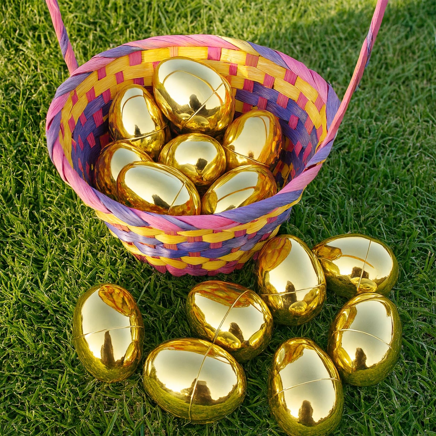 Celmuron Golden Easter Eggs 30 Pack, 2.36'' Fillable Plastic Eggs for Easter Egg Hunt, Basket Stuffers, Party Favors & Holiday Decorations