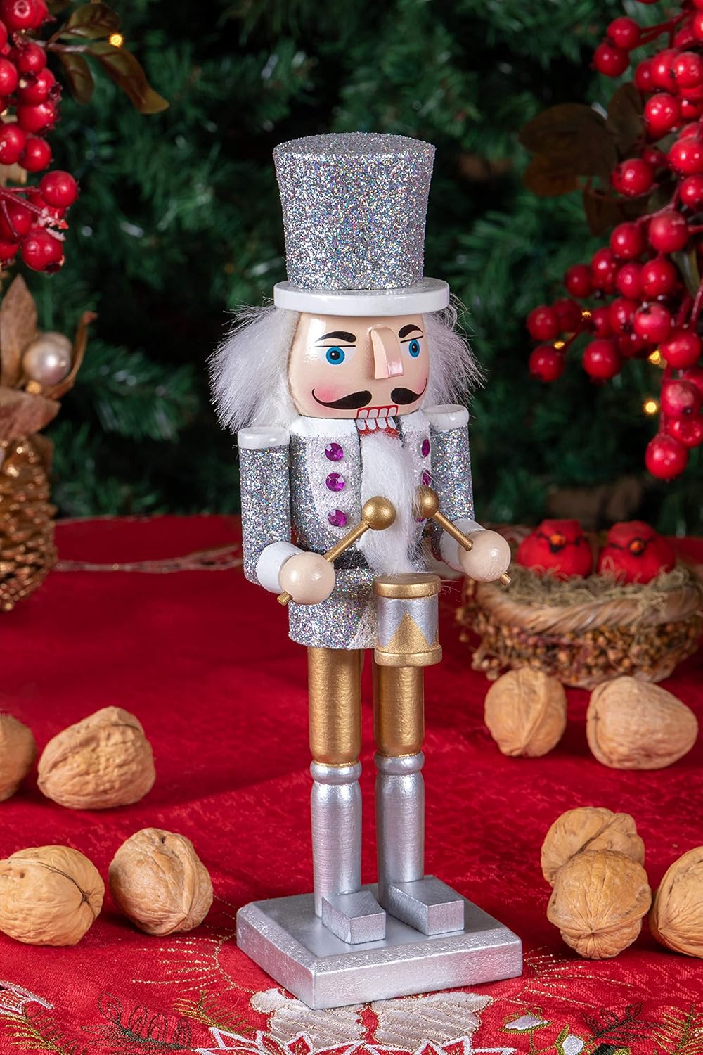 Red Prince 12-Inch Wooden Nutcracker - Festive Christmas Décor for Shelves & Tables
