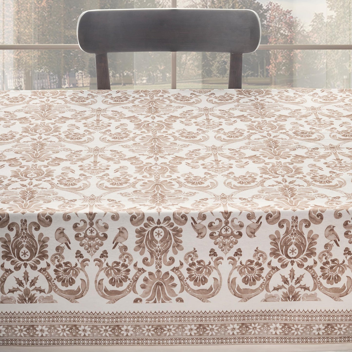 Maison d' Hermine Table Cloth Rectangle Table 100% Cotton 60 x 120 Inches Fall Tablecloth Reusable Everyday Use for Thanksgiving Christmas Decorations Dining Farmhouse Party (Allure)