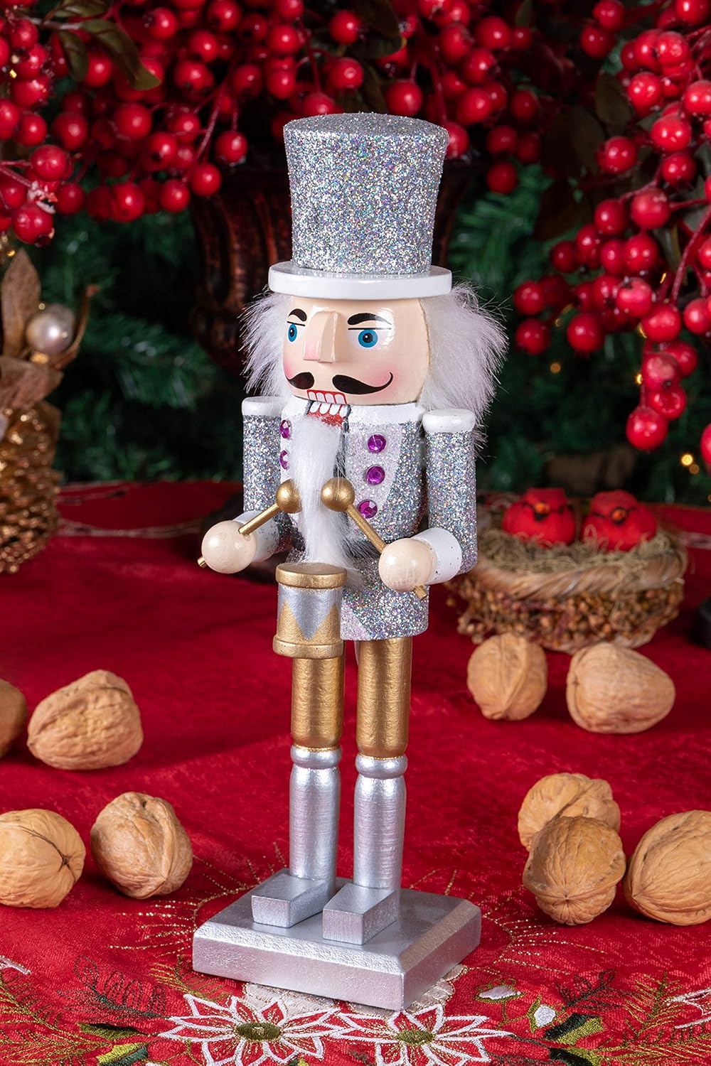 Red Prince 12-Inch Wooden Nutcracker - Festive Christmas Décor for Shelves & Tables