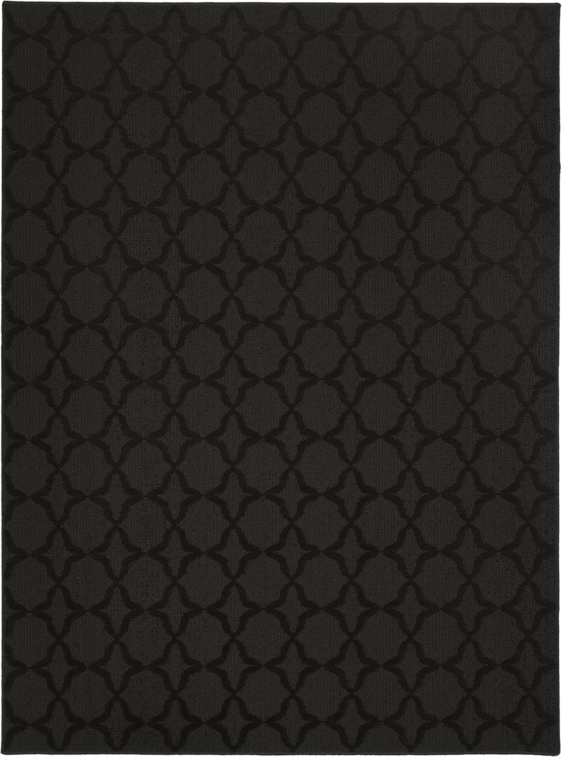Garland Rug Sparta Non Slip Polypropylene 6 Ft. X 9 Ft. Black Area Rug- Ideal for Living Rooms & Hallways, Stylish & Durable for High-Traffic Areas