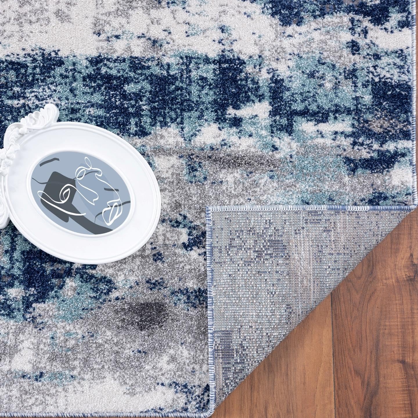 LUXE WEAVERS Euston Collection D.Blue-L.Blue 4x5 Modern Abstract Area Rug