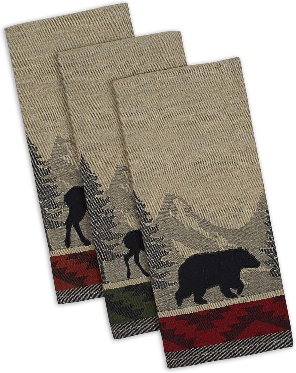Woodlands Dishtowel Set - 3 Piece, 18x28, Rustic Kitchen Towels for Home