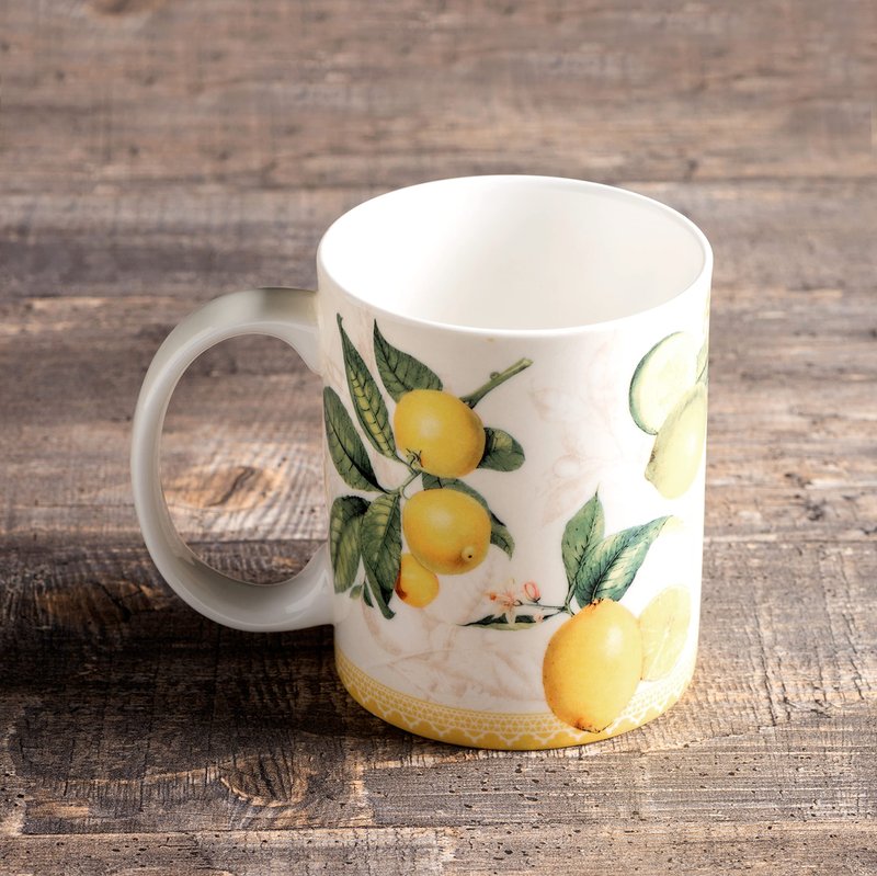 Maison d' Hermine Coffee Mug with Handle Fine Bone China Mugs Pack of One Tea Cups for Hot Beverages Cappuccino Latte Home Restaurant Office Gifts for Mothers day (Limoncello - Verna, 12 Ounce)