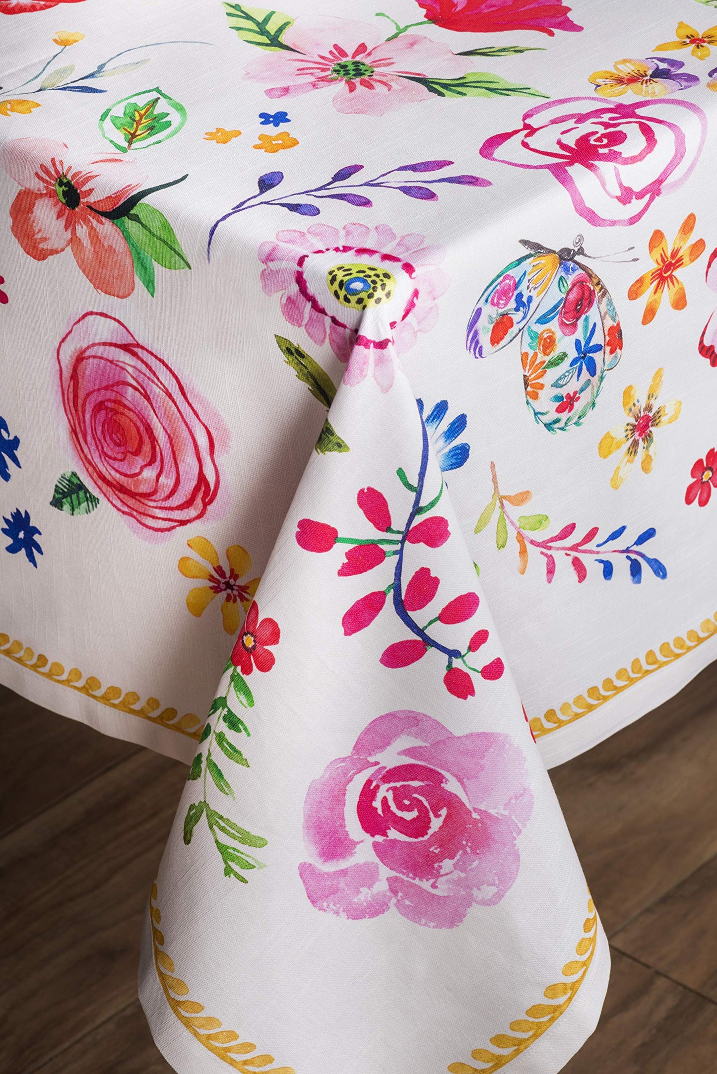 Maison d' Hermine Table Cloth Rectangle Table 100% Cotton 70 x 120 Inches Tablecloth Reusable Decorative for Dining Kitchen Farmhouse Home Gifts for Mothers Day Spring Summer- Happy Florals - Sweety
