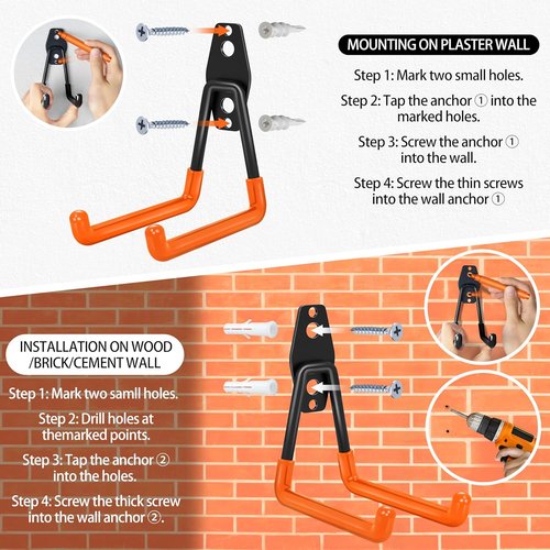 Heavy Duty Garage Hooks by 18 Pack - Anti-Slip Coating for Secure Storage of Bikes, Ladders & Tools