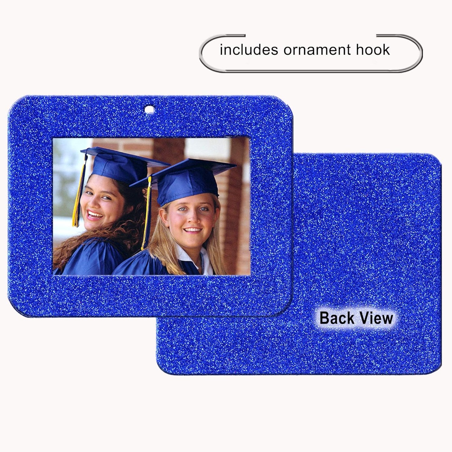 Mini Glitter Photo Christmas Ornaments - Magnetic Easy-Load Frames, Red 6-Pack
